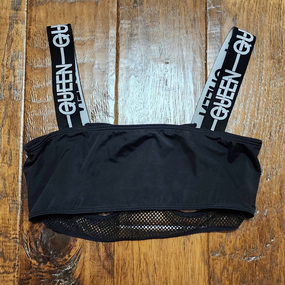 Queen Black Mesh Bandeau Bikini Top - Picture 2 of 5
